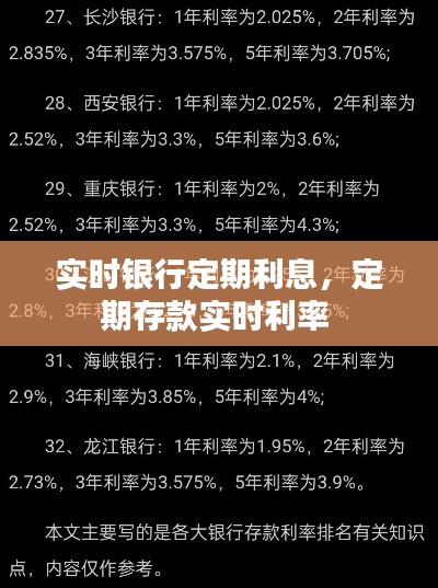实时银行定期利息,定期存款实时利率