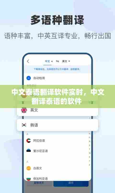 中文泰语翻译软件实时,中文翻译泰语的软件