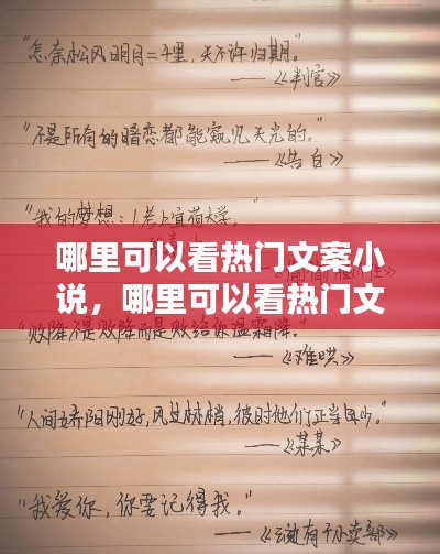 哪里可以看热门文案小说，哪里可以看热门文案小说啊 