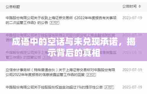 成语中的空话与未兑现承诺，揭示背后的真相