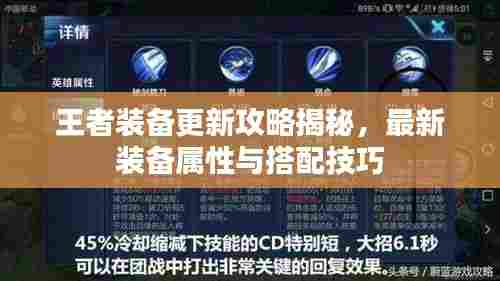 王者装备更新攻略揭秘,最新装备属性与搭配技巧