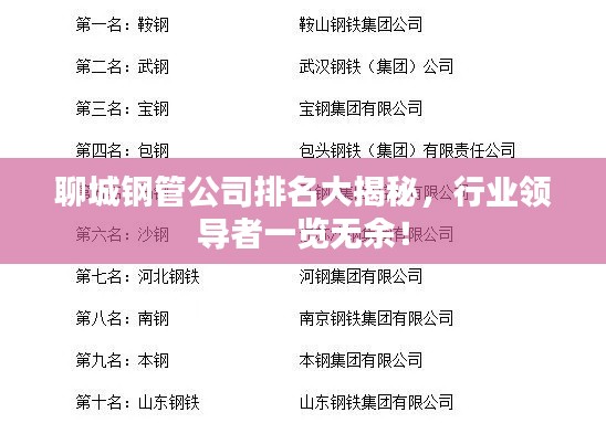聊城钢管公司排名大揭秘,行业领导者一览无余!