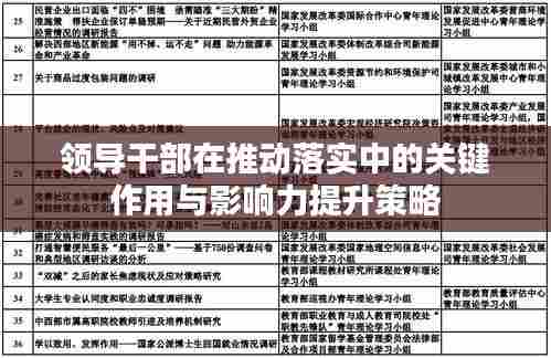 领导干部在推动落实中的关键作用与影响力提升策略
