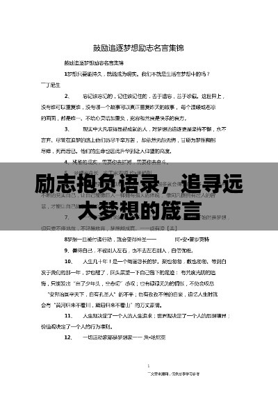 励志抱负语录,追寻远大梦想的箴言