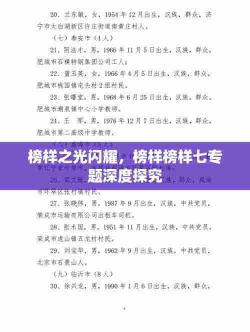 榜样之光闪耀,榜样榜样七专题深度探究