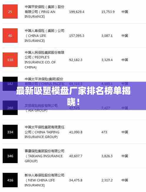 最新吸塑模盘厂家排名榜单揭晓!