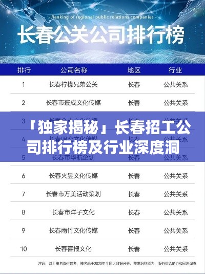 「独家揭秘」长春招工公司排行榜及行业深度洞察