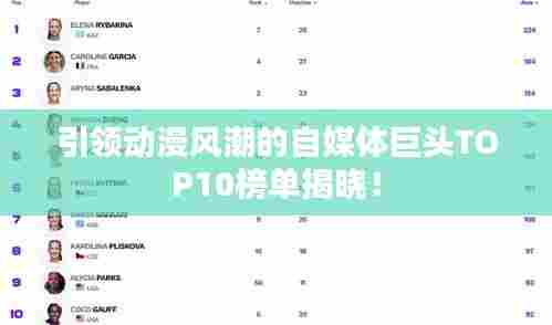 引领动漫风潮的自媒体巨头TOP10榜单揭晓!