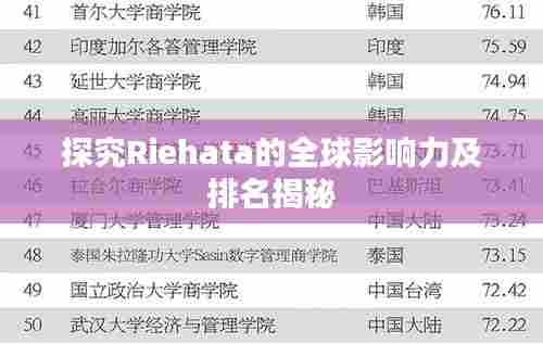 探究Riehata的全球影响力及排名揭秘